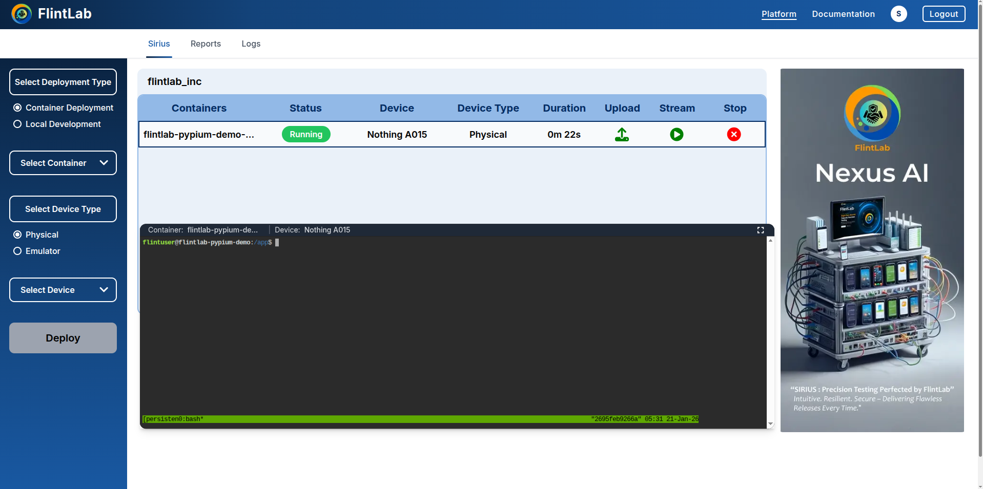 Deployment status indicators