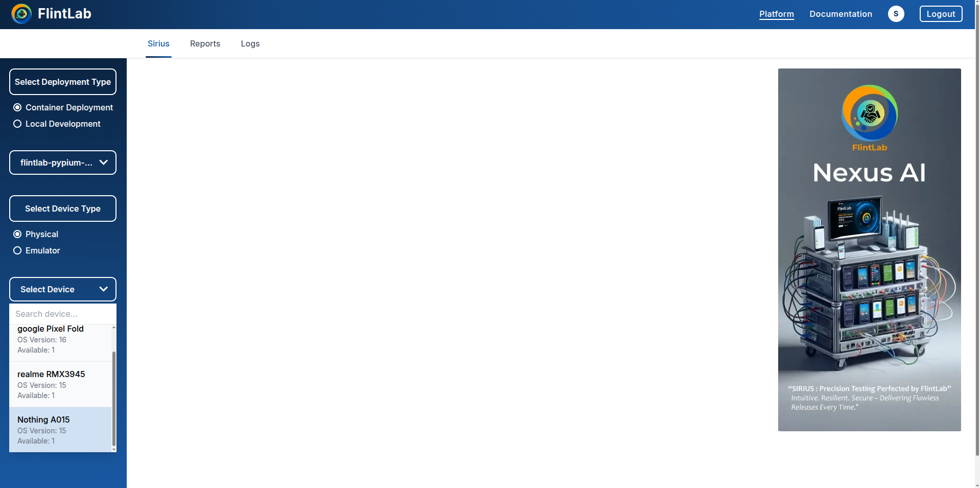 Device selection interface