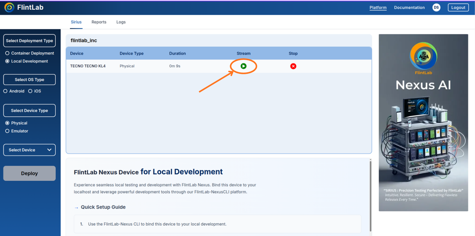 Device deployment interface