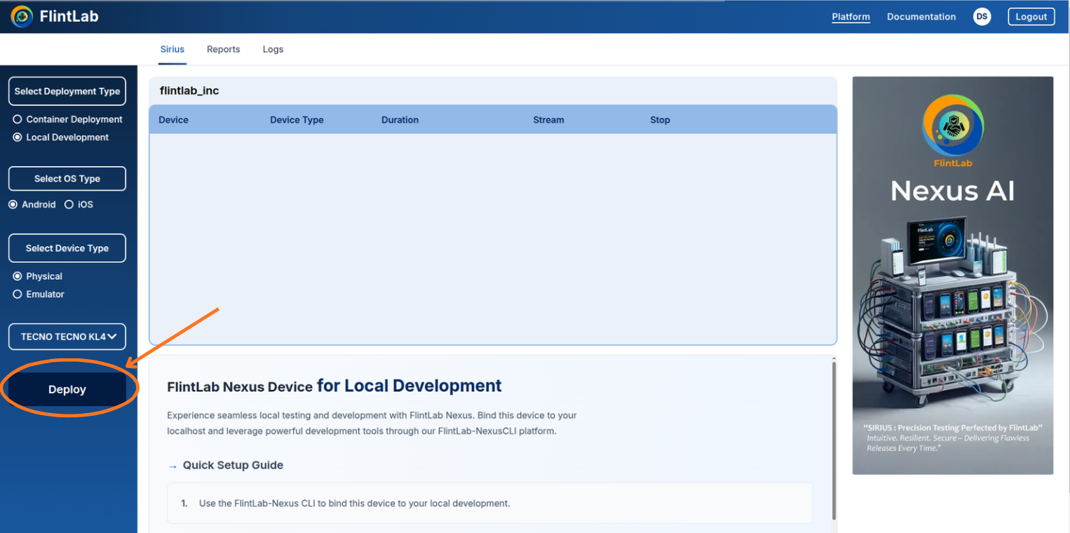 Device deployment interface