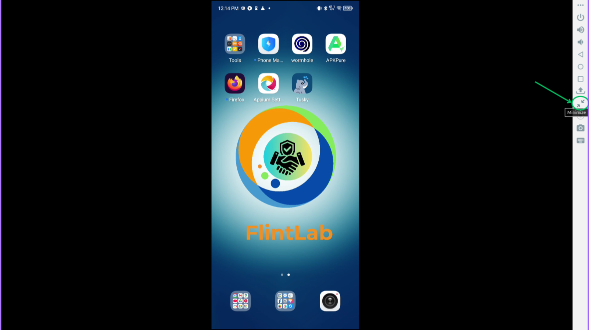 Device in maximized full-screen mode