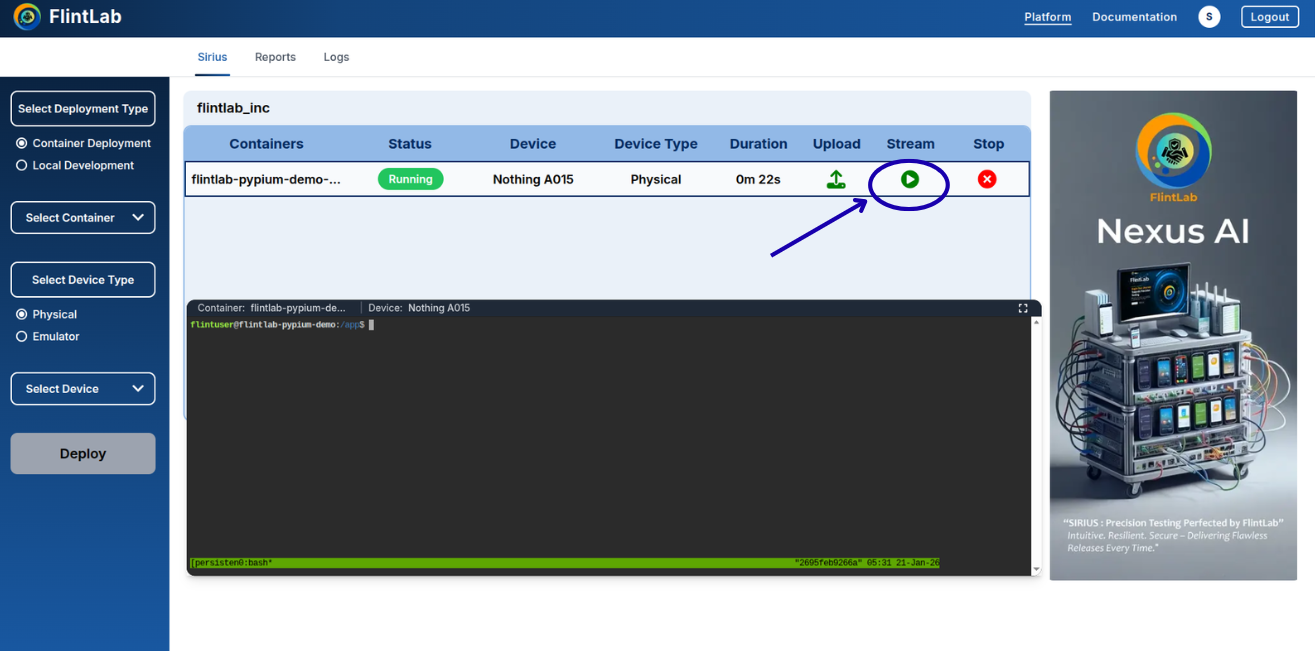Stream device interface