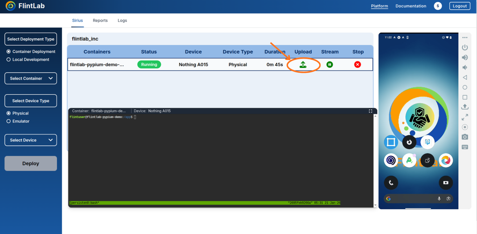 Script upload interface